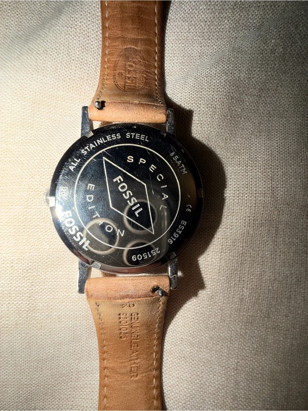 Fossil Women’s Brown Leather Strap Watch with Iridescent Crystal Dial